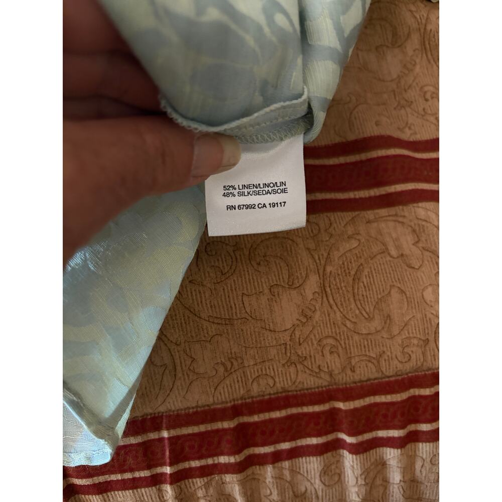 Sigrid Olsen Mint Linen Cotton Blouse Size 8 - Picture 5 of 7